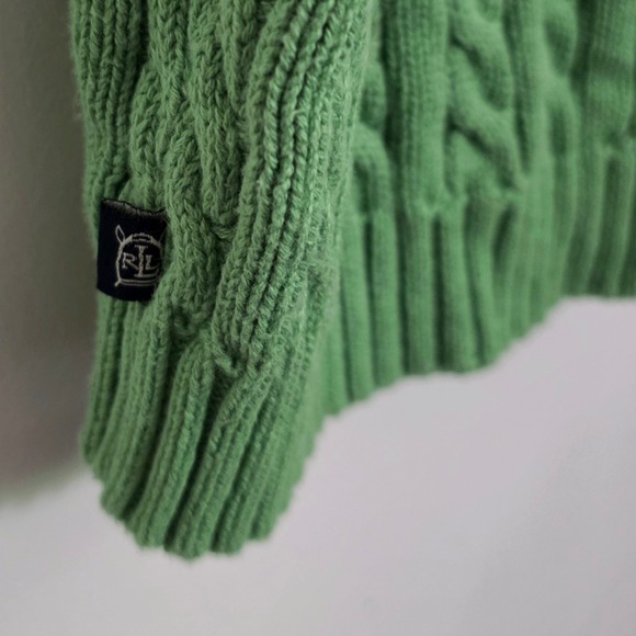 Vintage LRL Green Cable Knit Tube Top Cotton Sweater Vest Plus Size 2X - Picture 3 of 7